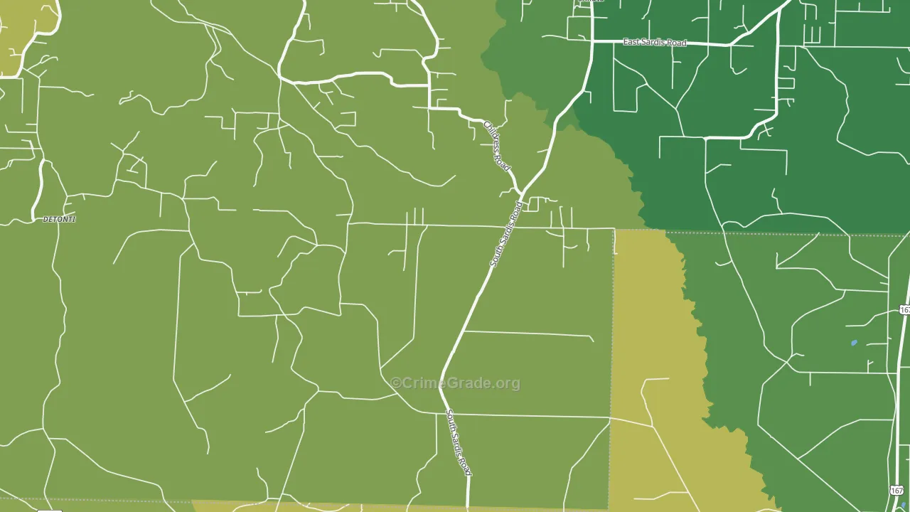 Sardis, AR Map of Vandalism Rates
