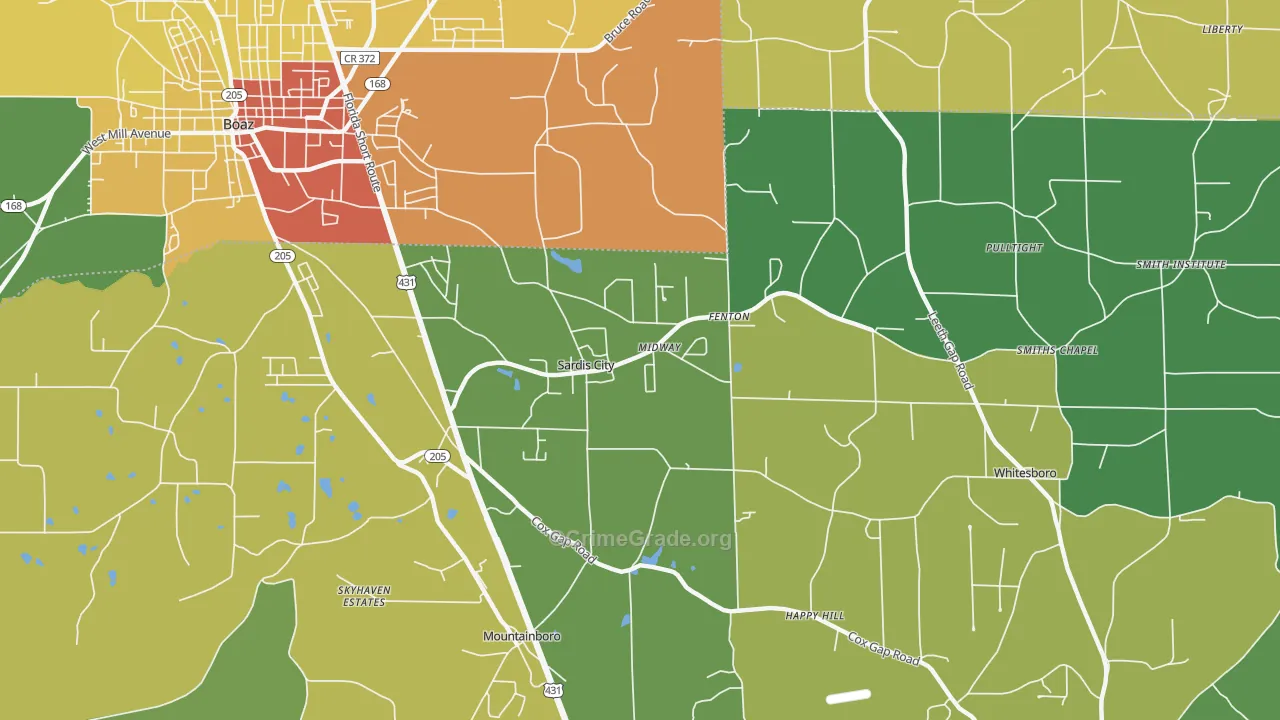 Sardis City, AL Map of Vandalism Rates