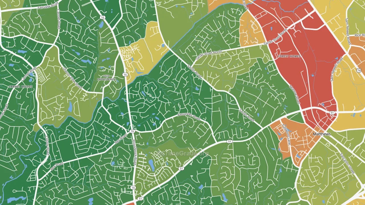 Sardis Forest, Charlotte, NC Map of Vandalism Rates