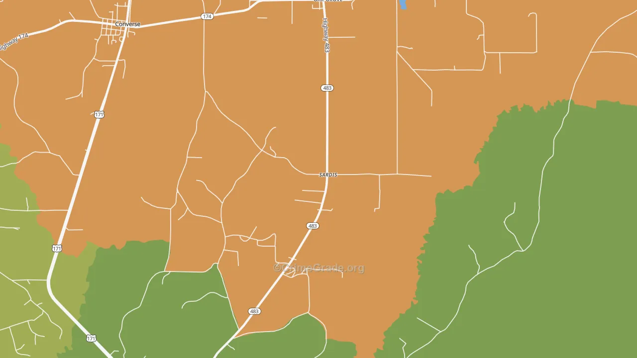 Sardis, LA Map of Vandalism Rates