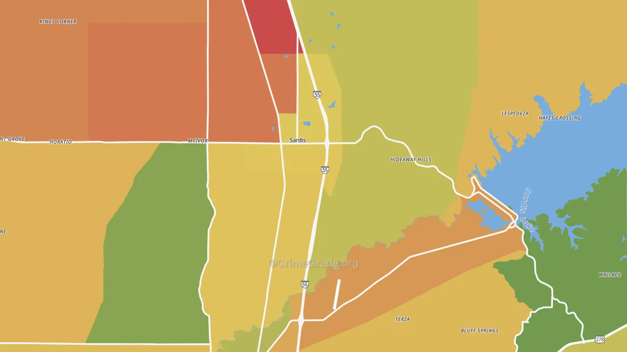 Sardis, MS Map of Vandalism Rates