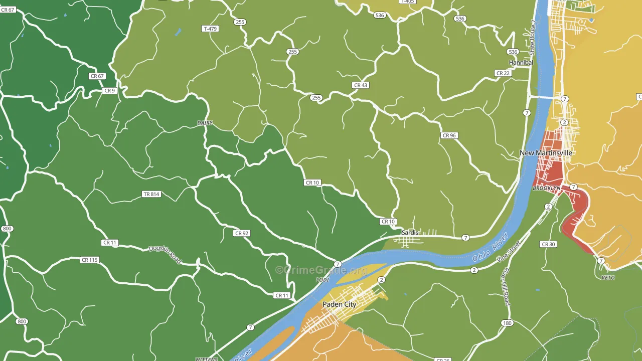 Sardis, OH Map of Vandalism Rates