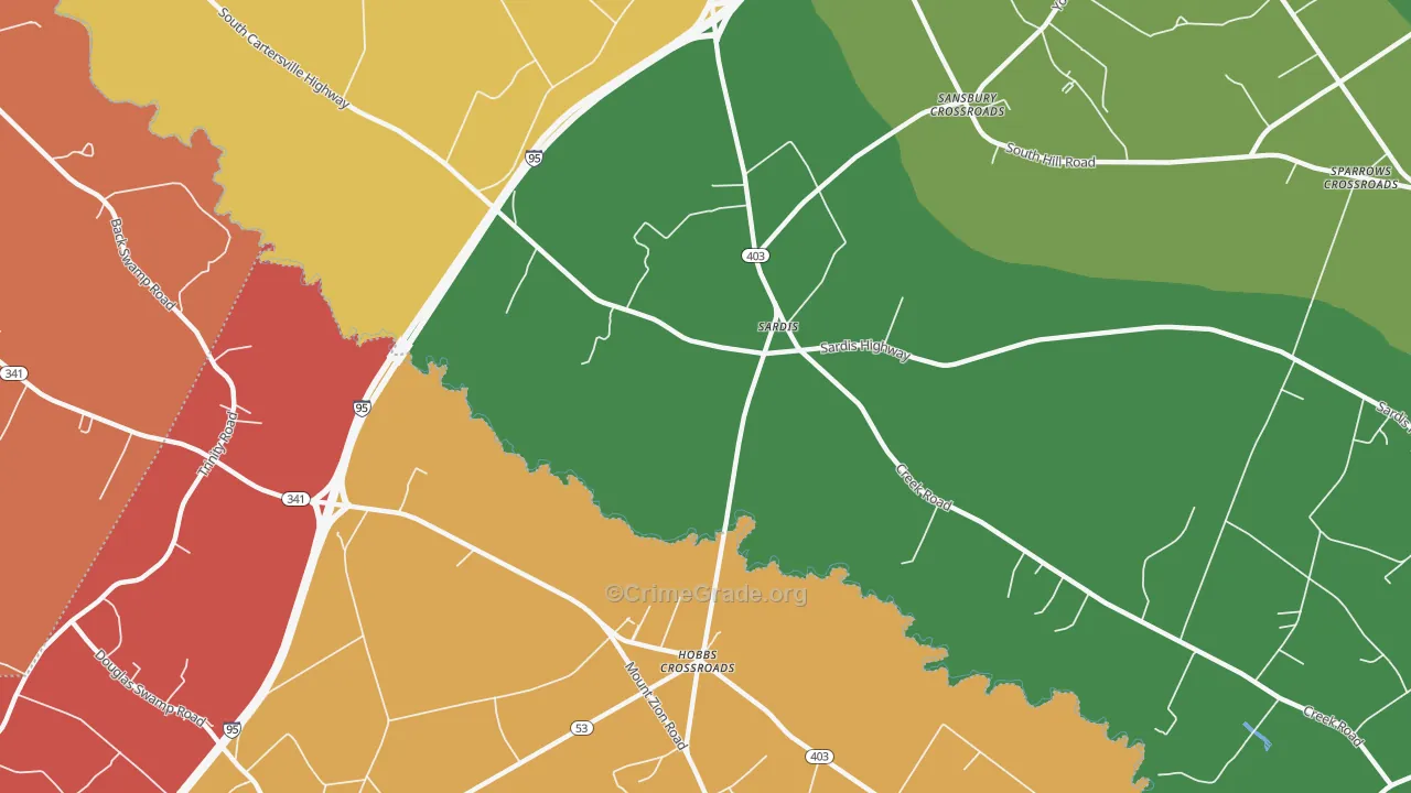 Sardis, SC Map of Vandalism Rates