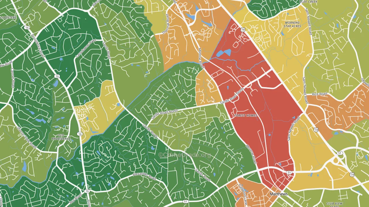 Sardis Woods, Charlotte, NC Map of Vandalism Rates