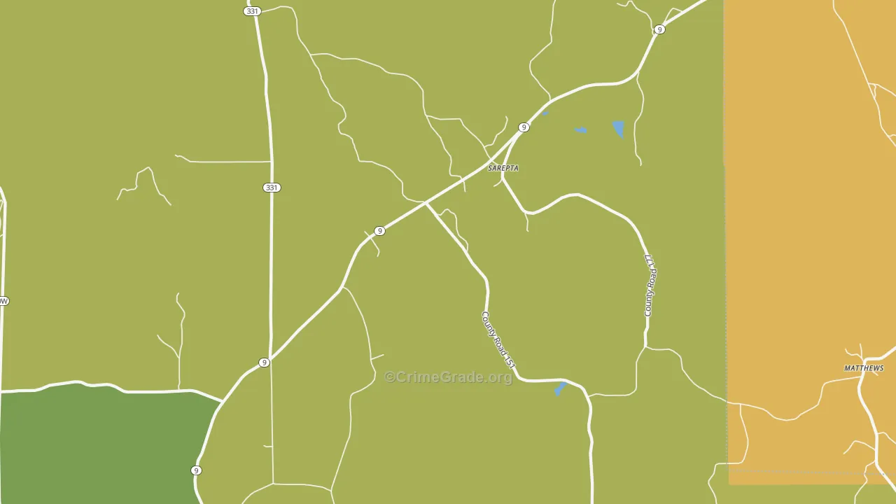 Sarepta, MS Map of Vandalism Rates