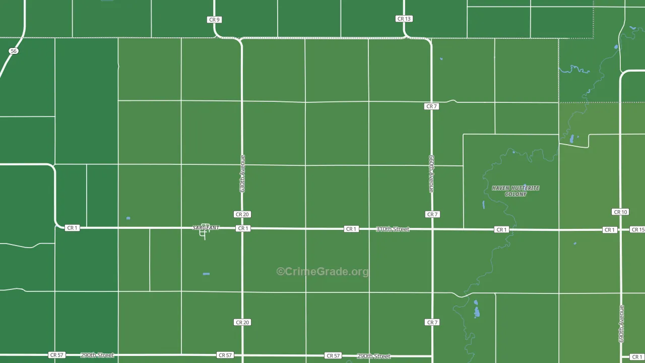 Sargeant, MN Map of Vandalism Rates