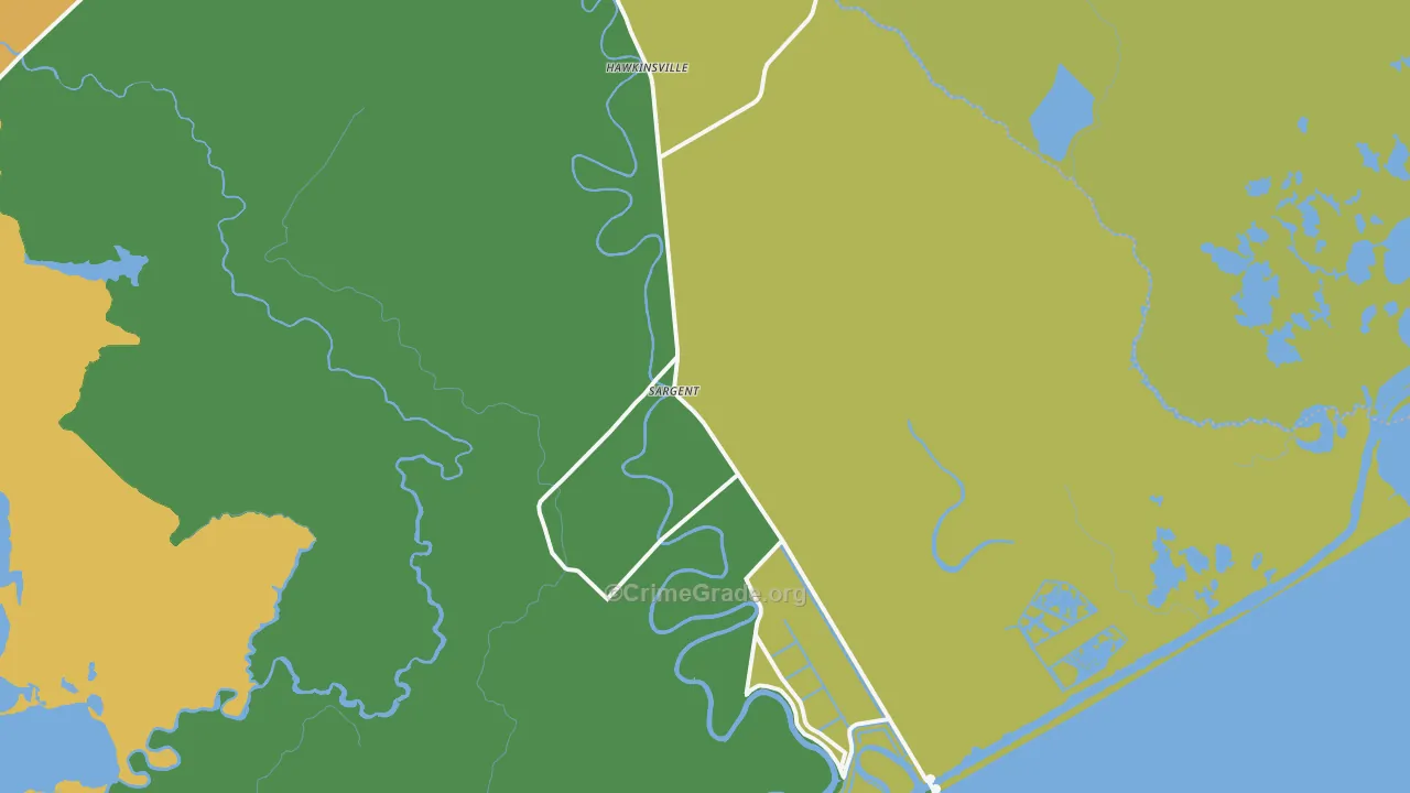 Sargent, TX Map of Vandalism Rates
