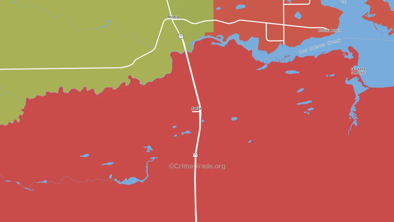 Sarita, TX Map of Vandalism Rates