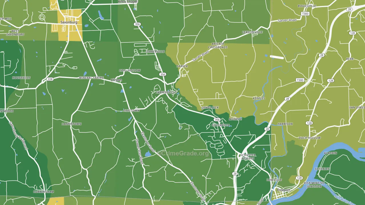 Sarver, PA Map of Vandalism Rates