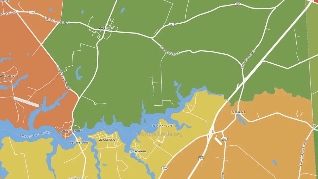 Sassafras, MD Map of Vandalism Rates