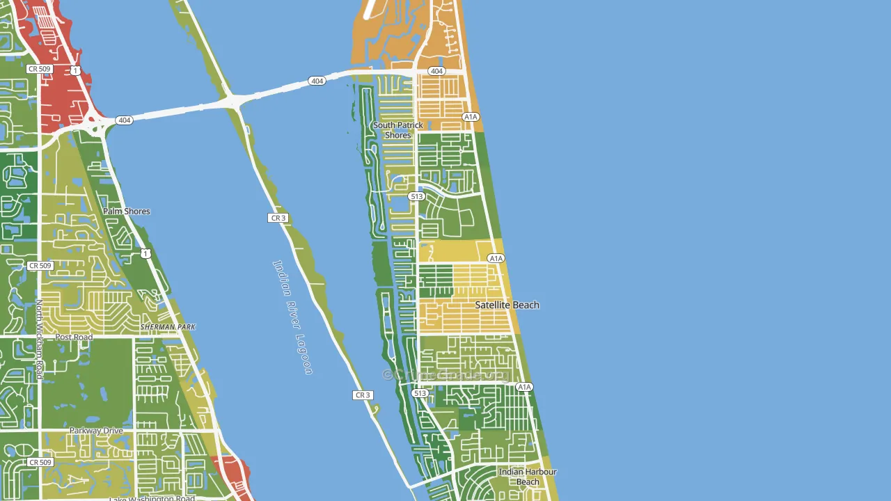 Satellite Beach, FL Map of Vandalism Rates