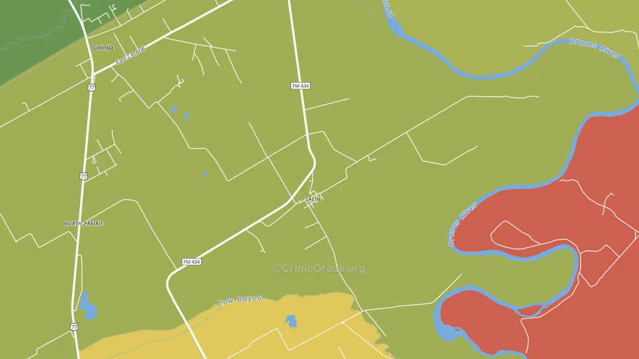 Satin, TX Map of Vandalism Rates