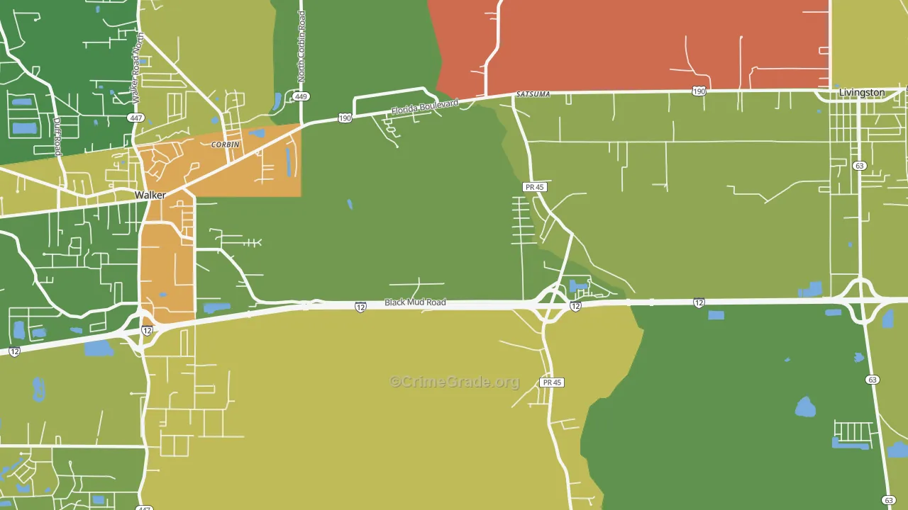 Satsuma, LA Map of Vandalism Rates