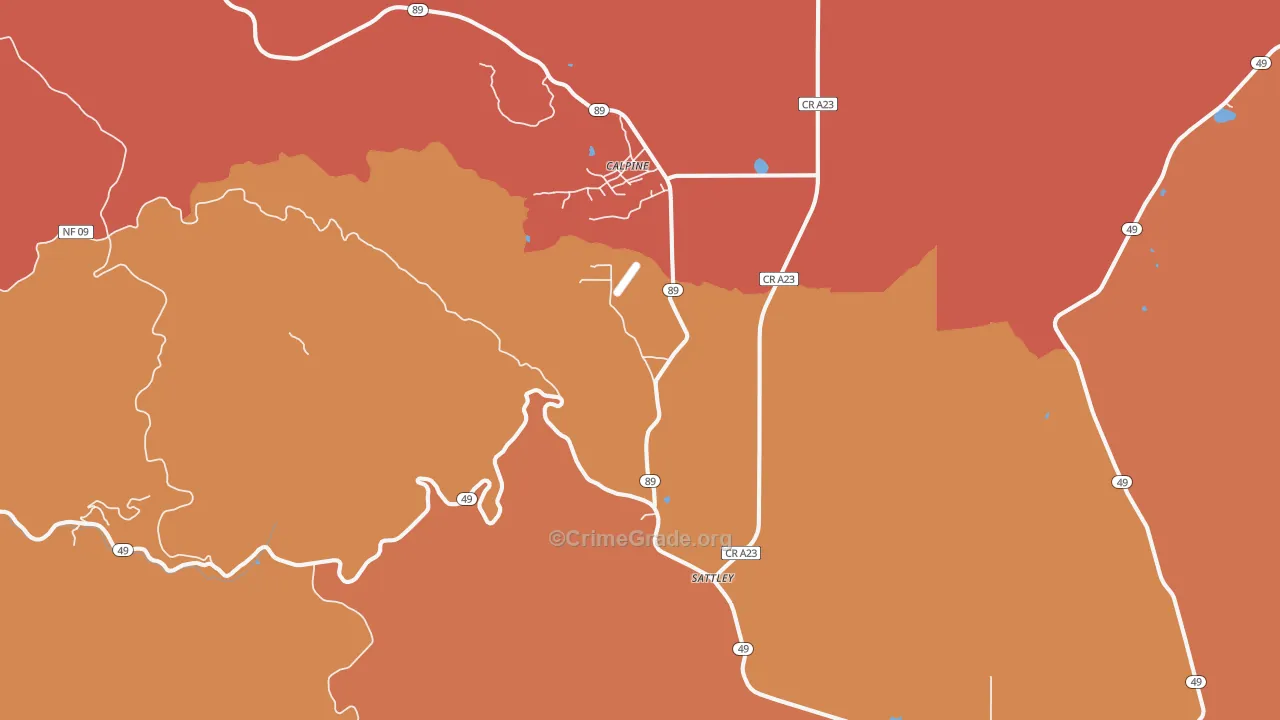 Sattley, CA Map of Vandalism Rates