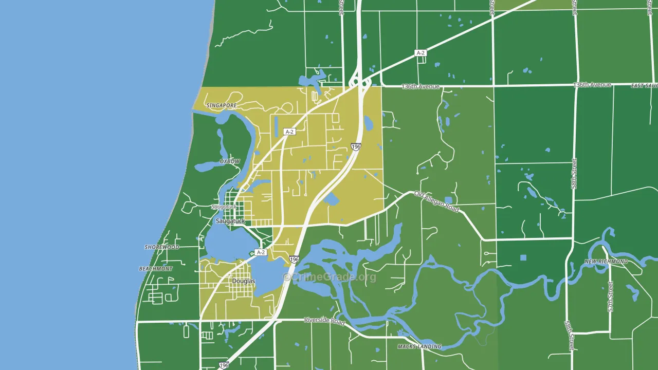 Saugatuck, MI Map of Vandalism Rates