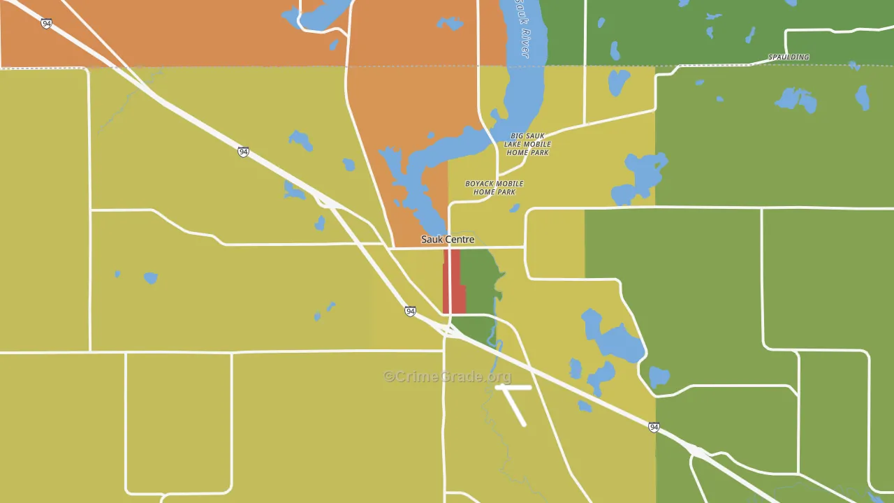 Sauk Centre, MN Map of Vandalism Rates
