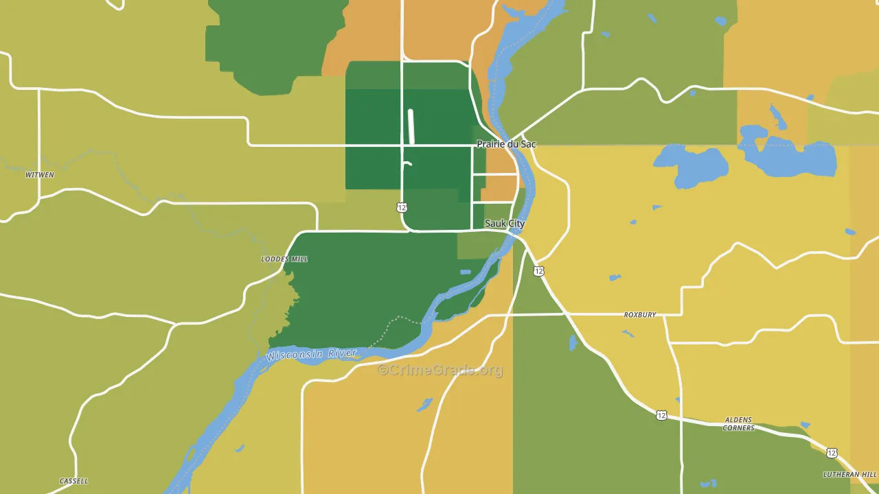 Sauk City, WI Map of Vandalism Rates