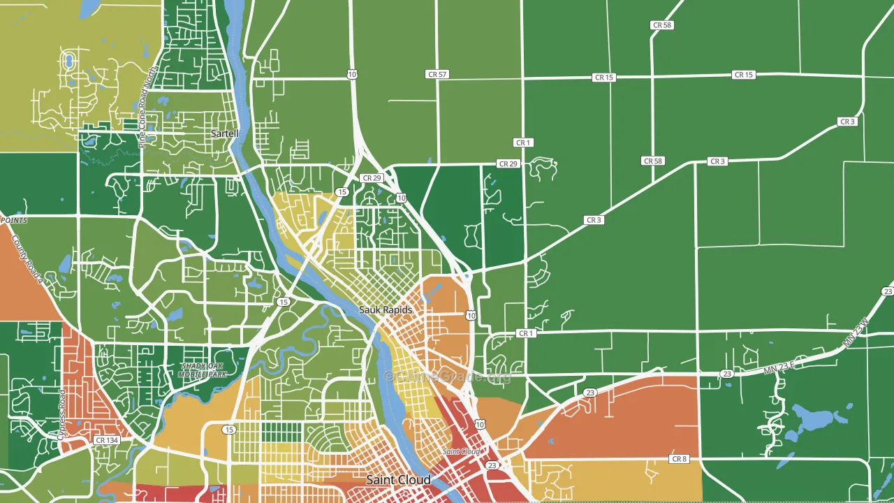 Sauk Rapids, MN Map of Vandalism Rates