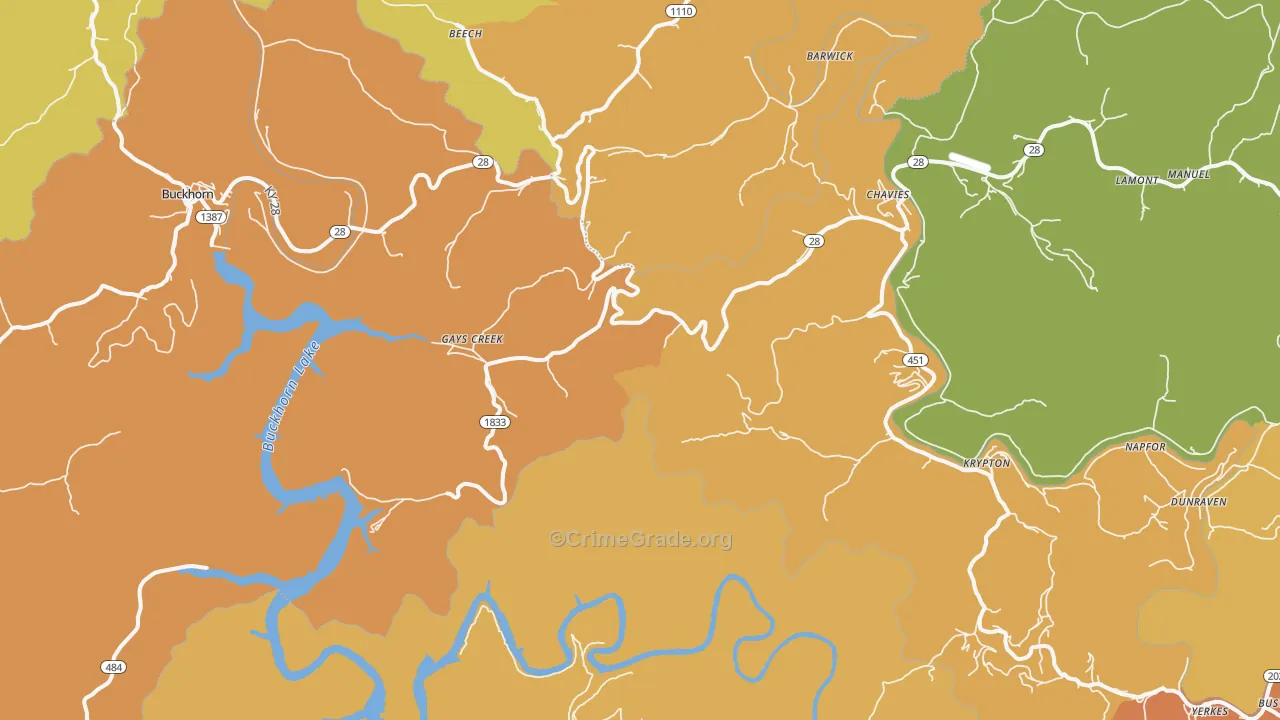 Saul, KY Map of Vandalism Rates