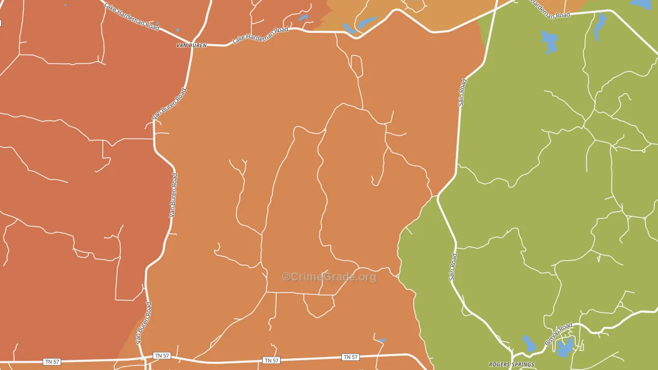 Saulsbury, TN Map of Vandalism Rates