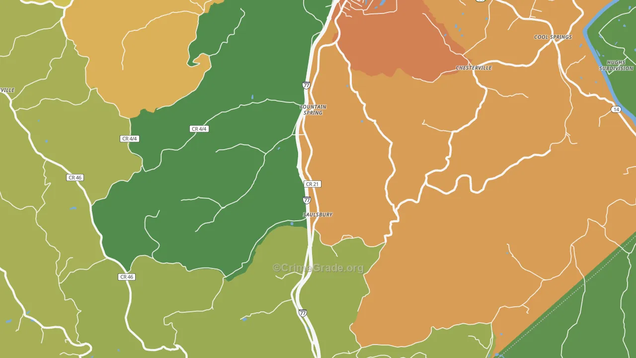 Saulsbury, WV Map of Vandalism Rates