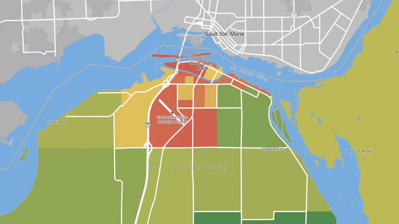 Sault Ste. Marie, MI Map of Vandalism Rates