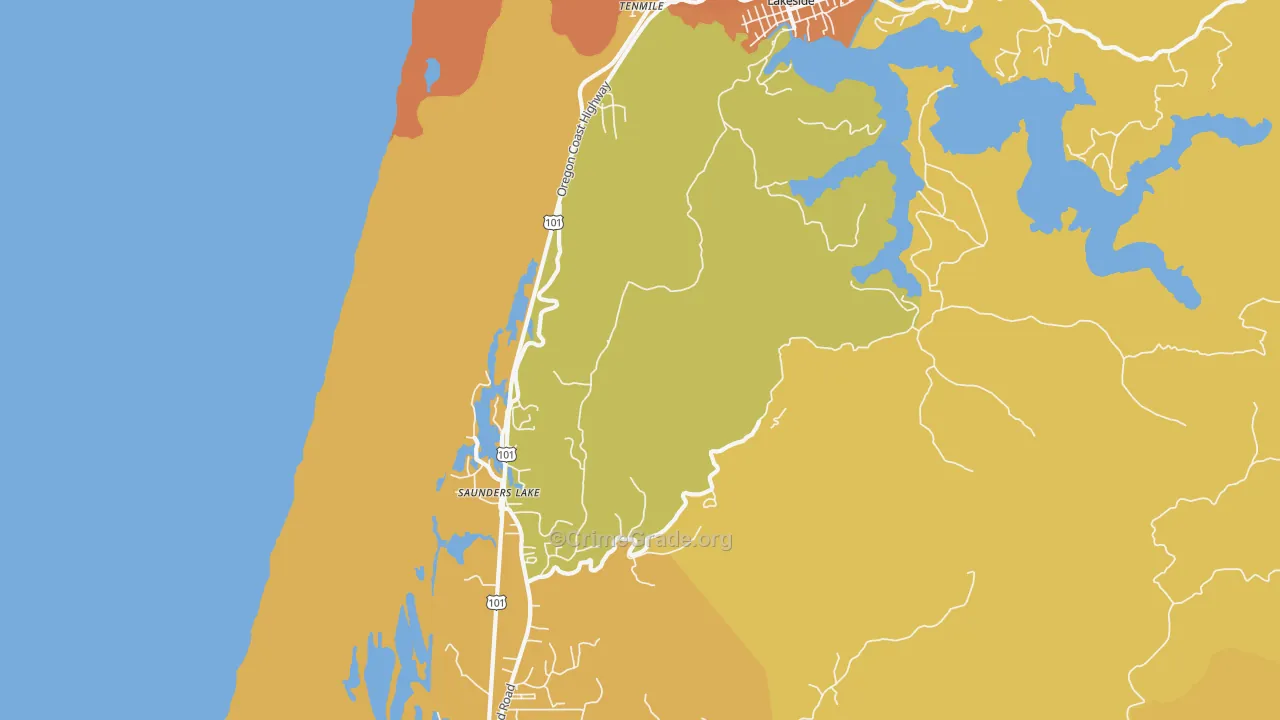 Saunders Lake, OR Map of Vandalism Rates