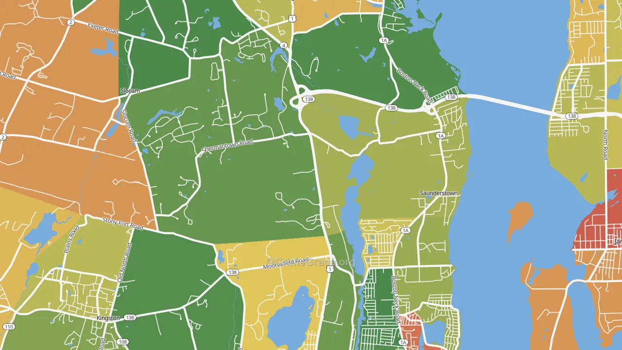 Saunderstown, RI Map of Vandalism Rates