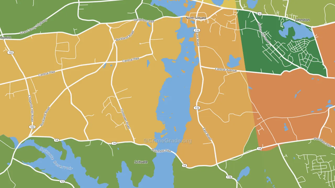 Saundersville, RI Map of Vandalism Rates