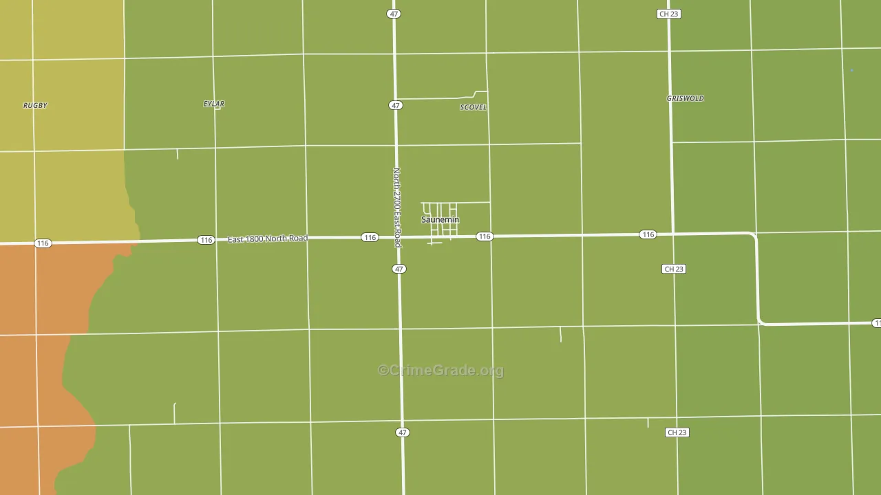 Saunemin, IL Map of Vandalism Rates