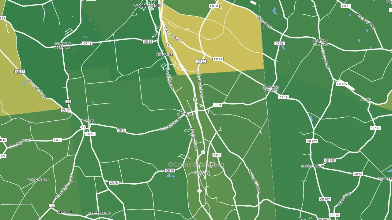 Sauquoit, NY Map of Vandalism Rates