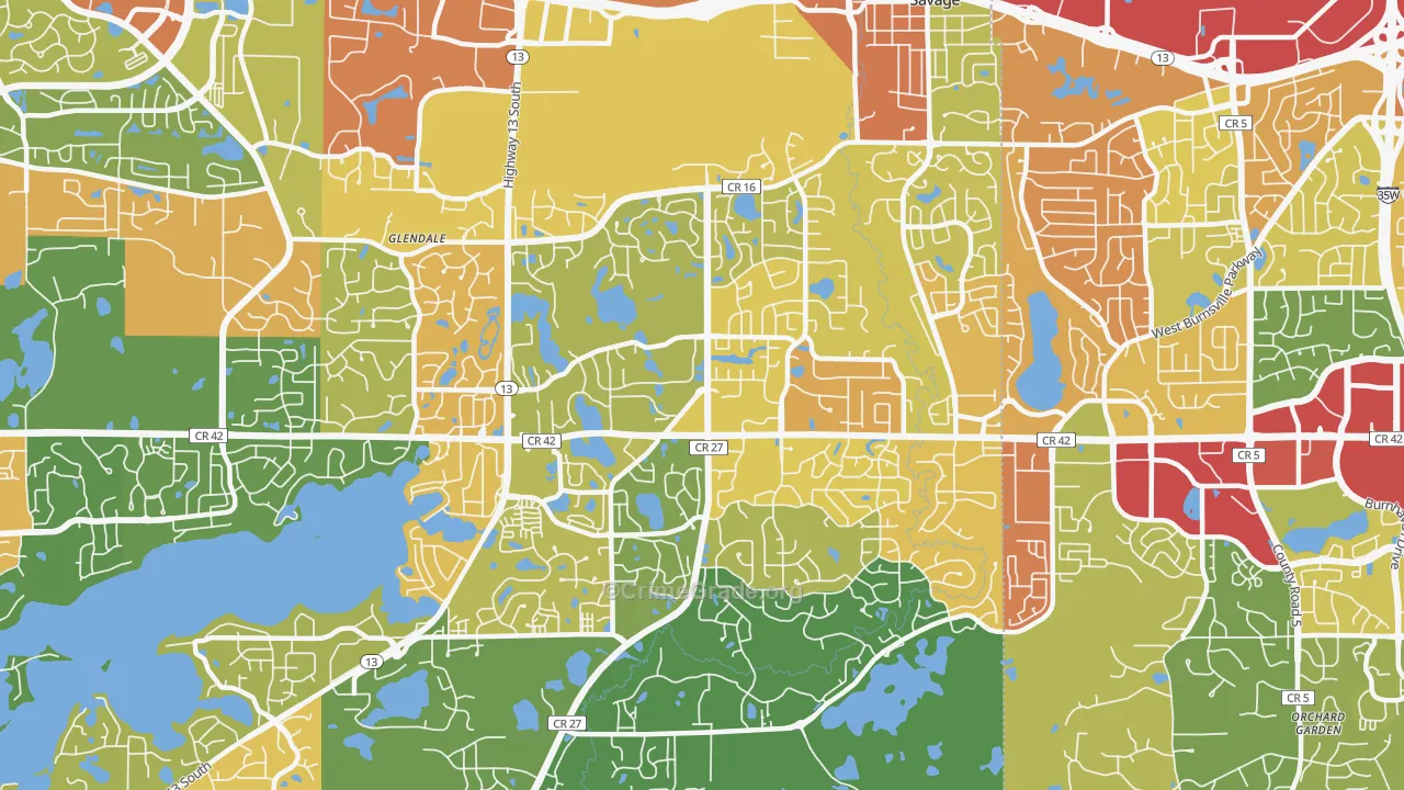 Savage, MN Map of Vandalism Rates