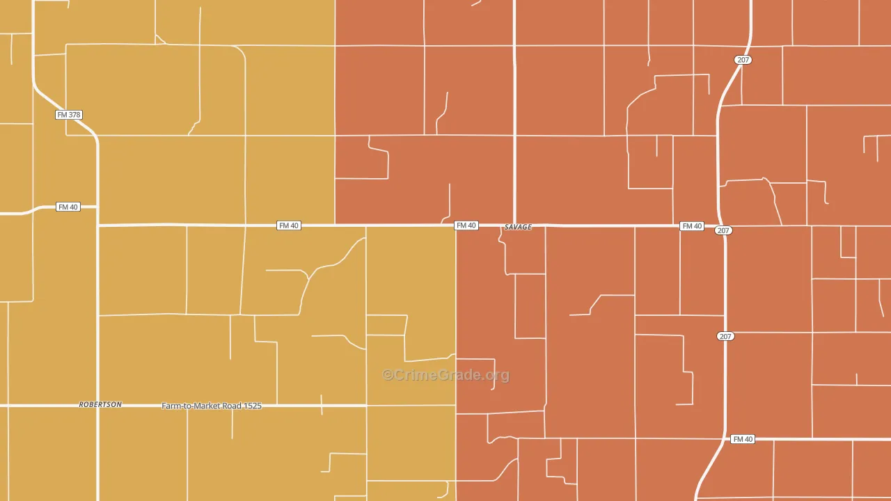Savage, TX Map of Vandalism Rates