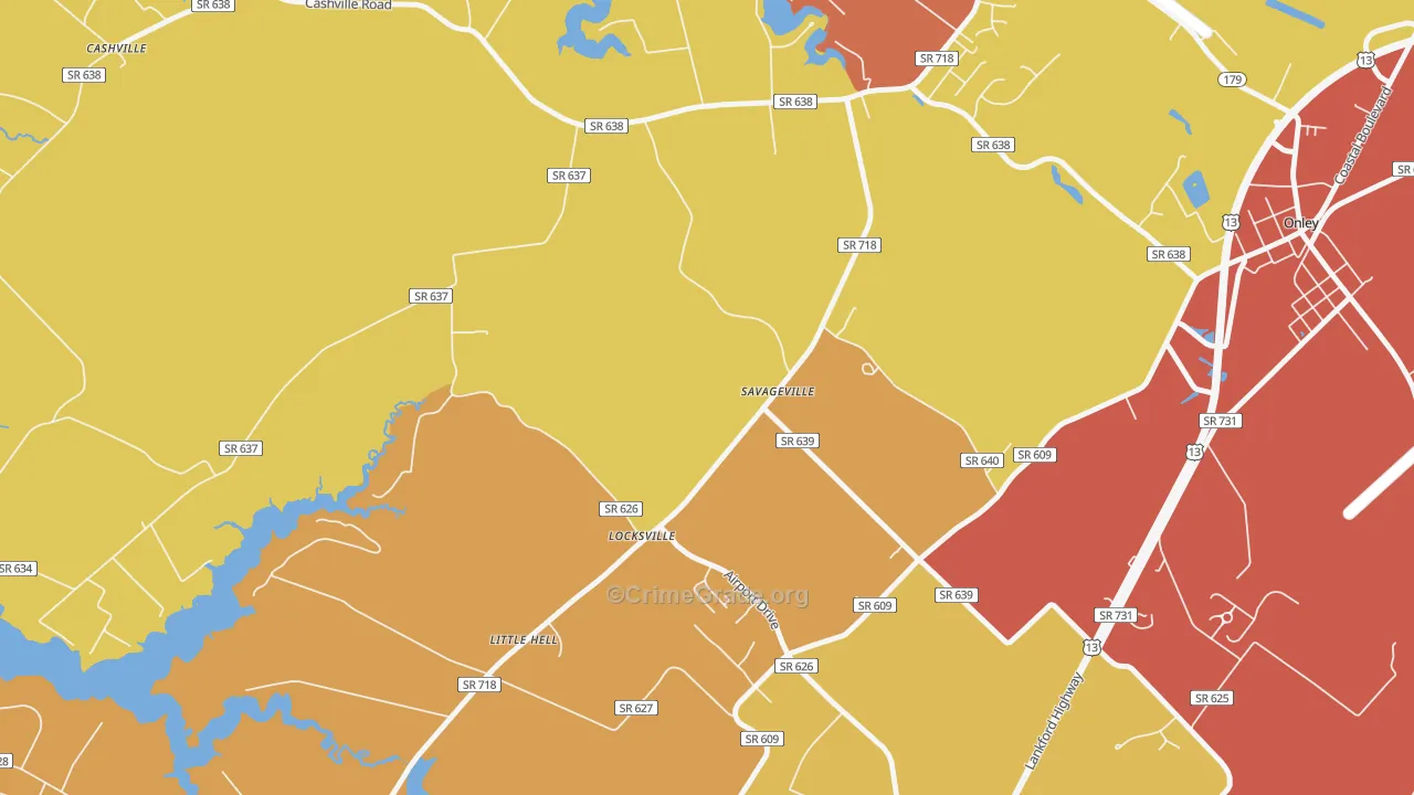 Savageville, VA Map of Vandalism Rates