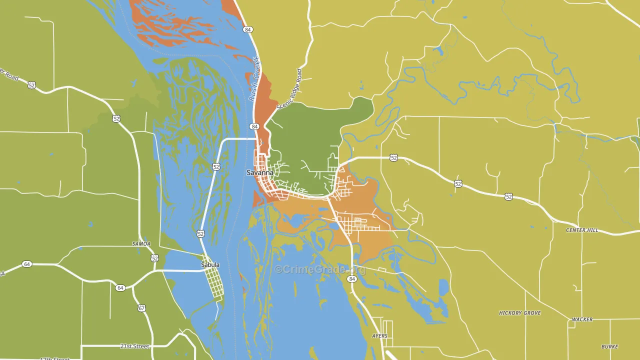 Savanna, IL Map of Vandalism Rates
