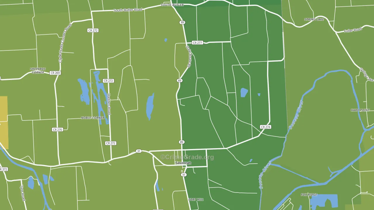 Savannah, NY Map of Vandalism Rates