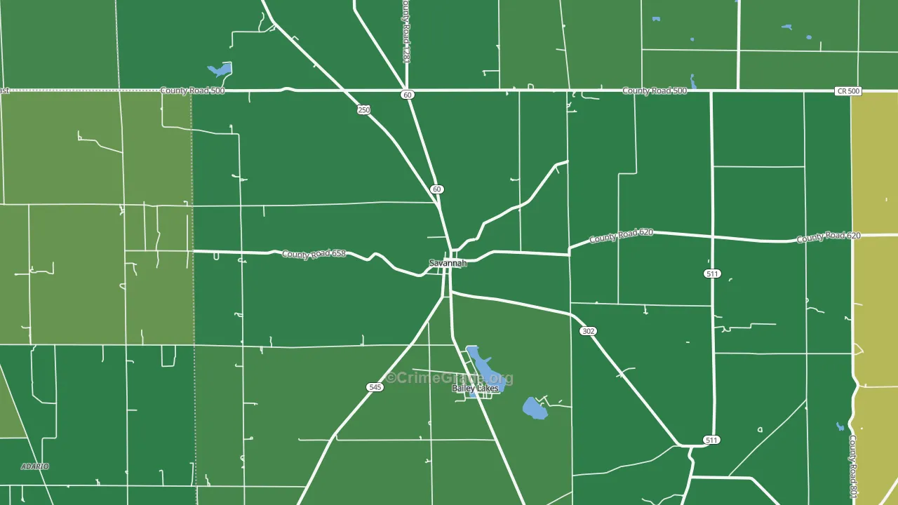 Savannah, OH Map of Vandalism Rates