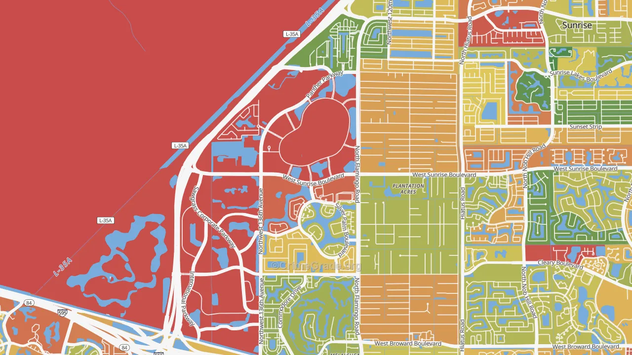 Savannah, Sunrise, FL Map of Vandalism Rates