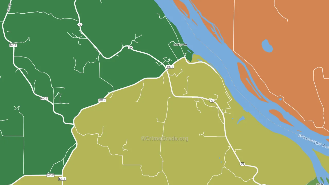 Saverton, MO Map of Vandalism Rates