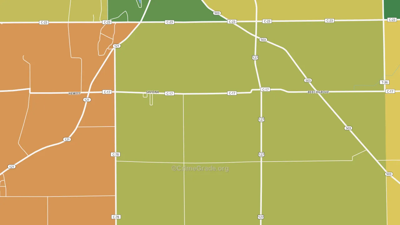 Savona, OH Map of Vandalism Rates