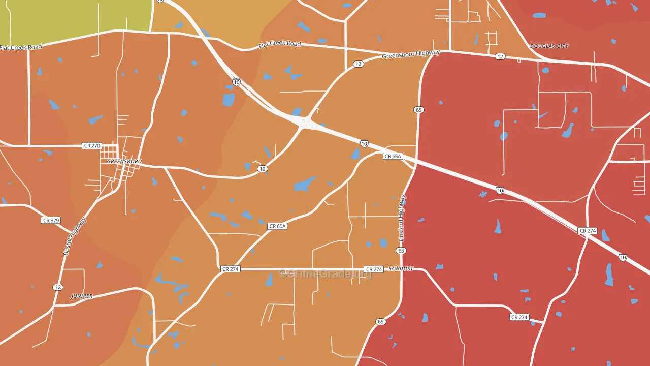 Sawdust, FL Map of Vandalism Rates
