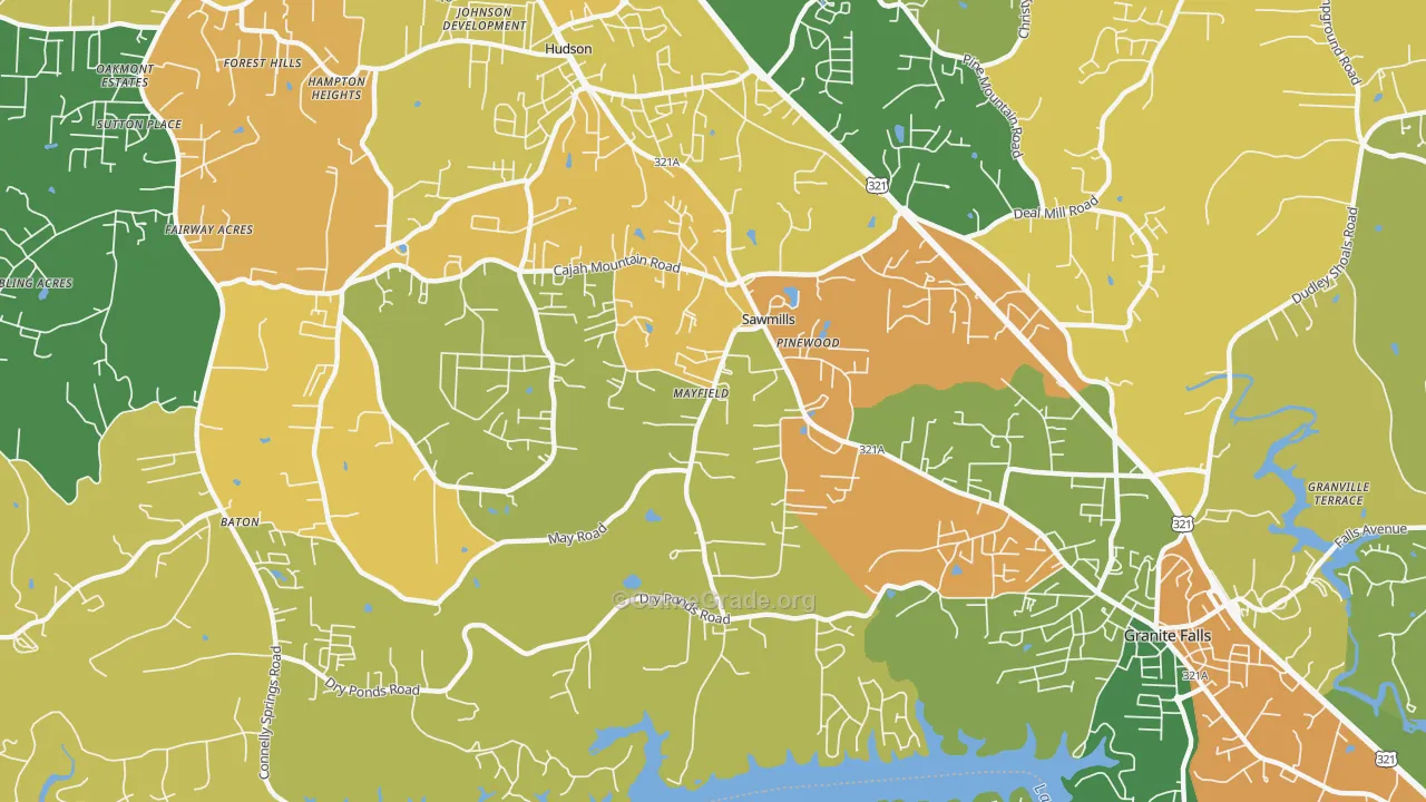 Sawmills, NC Map of Vandalism Rates