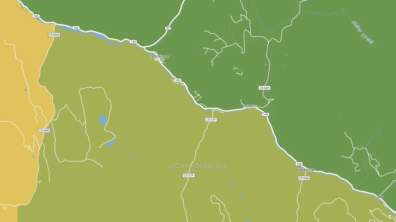 Sawpit, CO Map of Vandalism Rates