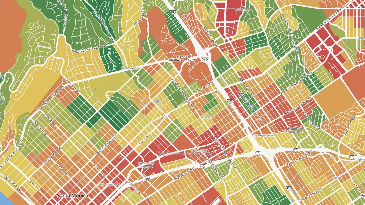 Sawtelle, Los Angeles, CA Map of Vandalism Rates