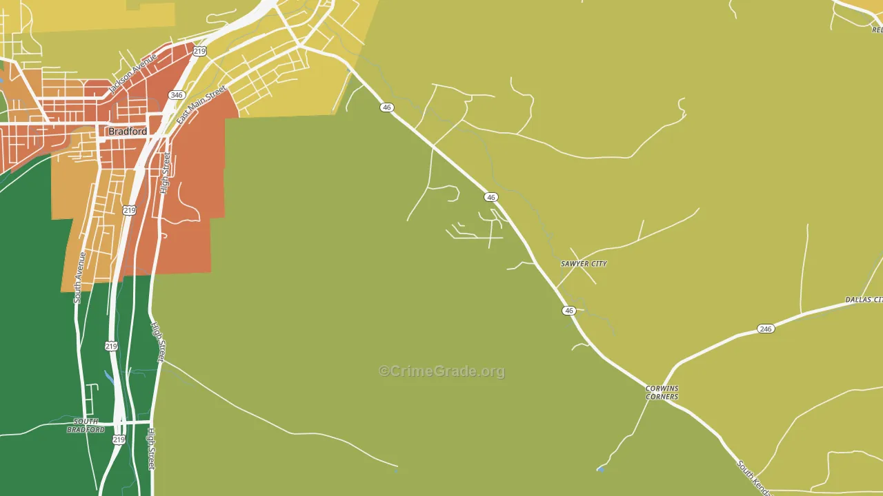 Sawyer City, PA Map of Vandalism Rates