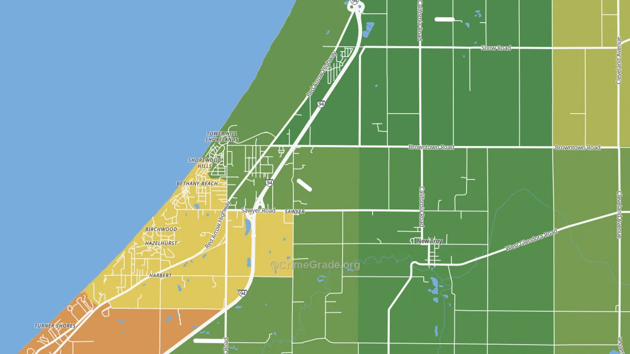 Sawyer, MI Map of Vandalism Rates