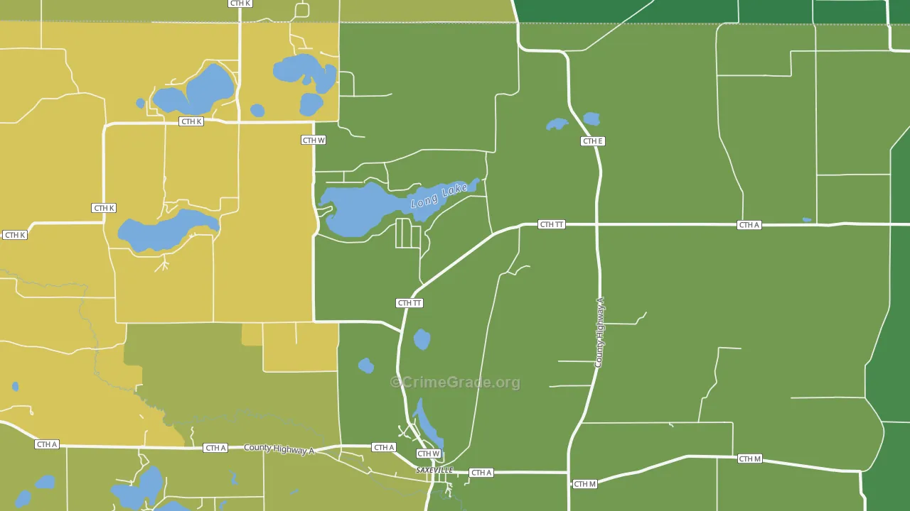 Saxeville, WI Map of Vandalism Rates