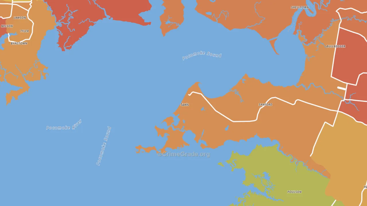 Saxis, VA Map of Vandalism Rates