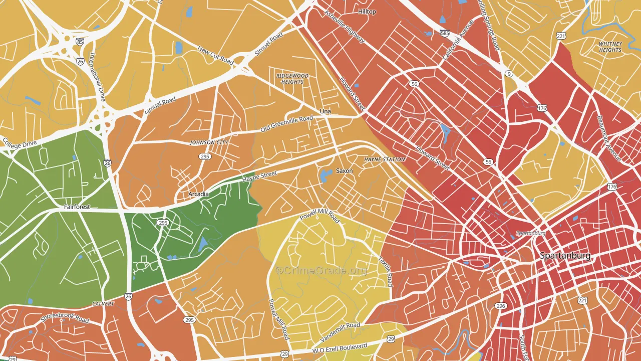 Saxon, SC Map of Vandalism Rates