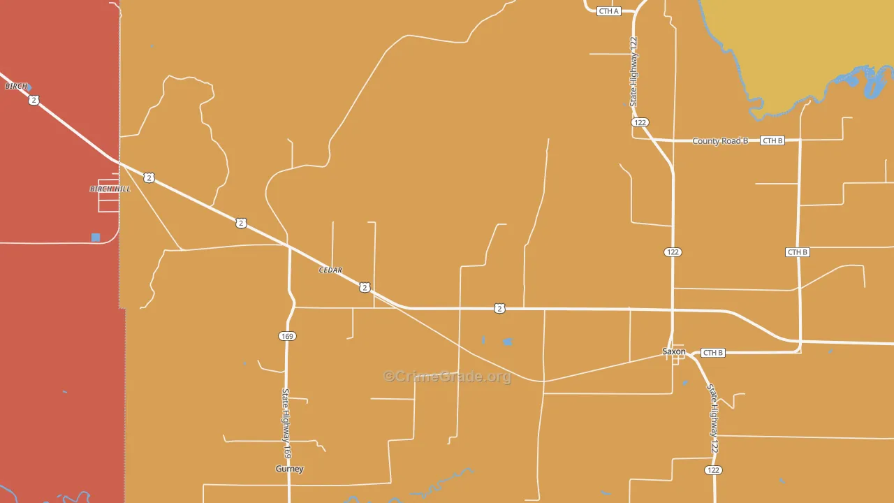 Saxon, WI Map of Vandalism Rates